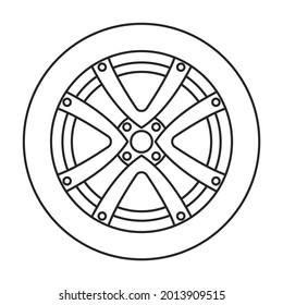 Wheel car vector icon.Outline vector icon isolated on white background wheel car.