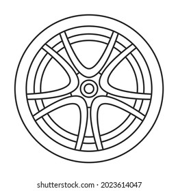 Icono del vector del vehículo de la rueda.Icono del vector de contorno aislado en el coche de la rueda de fondo blanca.