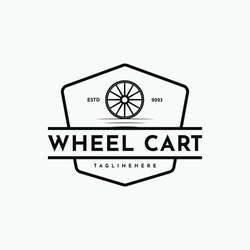 Wheel Cart Logo Design Idea Vintage Retro Style Badge