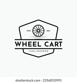 Wheel cart logo design idea vintage retro style badge