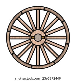 Wheel of cart vector icon. Color vector icon isolated on white background wheel of cart.
