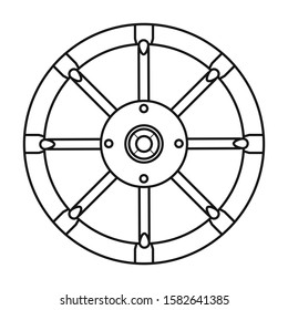 Wheel of cart vector icon.Line vector icon isolated on white background wheel of cart.