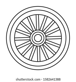 Wheel of cart vector icon.Line vector icon isolated on white background wheel of cart.