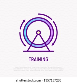 Wheel for cat training thin line icon. Modern vector illustration for pet shop.