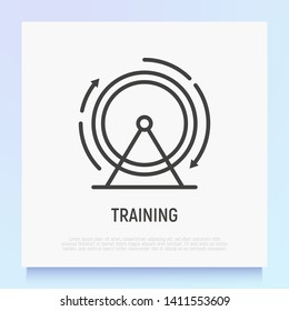 Wheel for cat training thin line icon. Modern vector illustration for pet shop.
