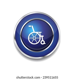 Wheel Chair Blue Vector Icon Button