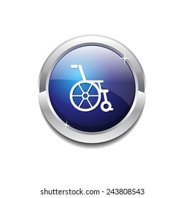 Wheel Chair Blue Vector Icon Button