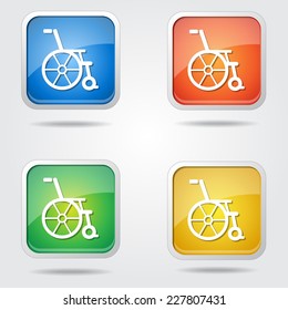 Wheel Chair Colorful Vector Icon Design