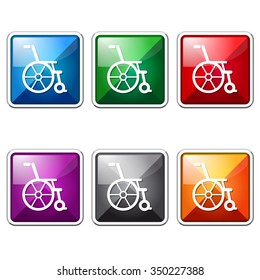 Wheel Chair Colorful Vector Icon Button