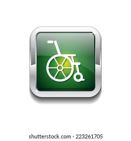 Wheel Chair Green Vector Icon Button