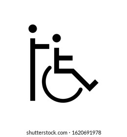 Wheel chair icon vector, Handicapped patient symbol, Solid style sign for mobile concept and web design