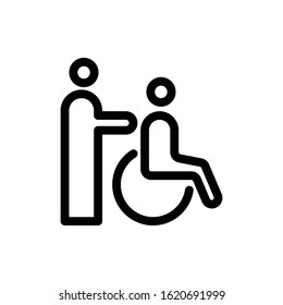 Wheel chair icon vector, Handicapped patient symbol, Outline style sign for mobile concept and web design