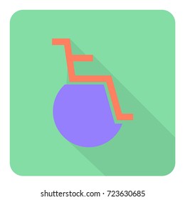 wheel chair icon vector. wheel chair long shadow style design