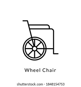 wheel chair icon vector. outline style. isolated on white background