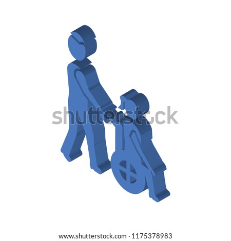 wheel chair isometric left top view 3D icon
