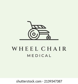 wheel chair line art logo minimalist vector illustration design