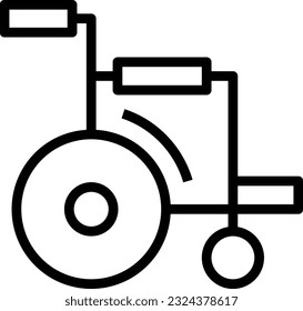 Wheel Chair Line Icon - Single Icon, Vector 