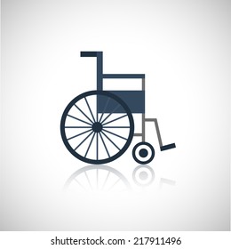 Wheel Chair Medical Pensioners Care Flat Icon Isolated On White Background Vector Illustration