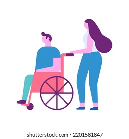 Wheel Chair Person Flat Vector Illustration Stock Vector (Royalty Free ...