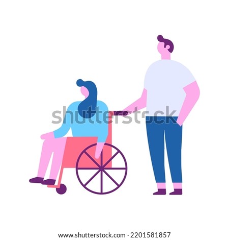 Wheel chair person flat vector illustration