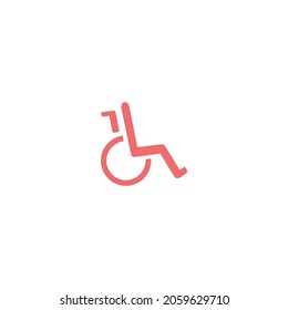 wheel chair red icon, medical red icon isolated white background