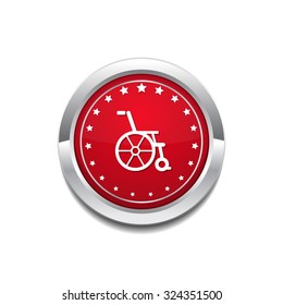 Wheel Chair Red Vector Icon Button