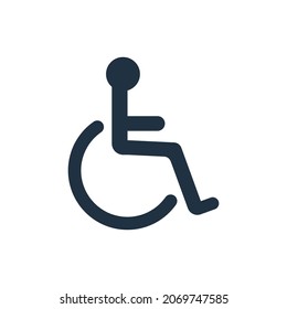 Wheel Chair User Icon Flat Graphic Design. Vector disabled person icon in wheelchair