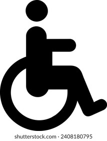 Radstuhl-Benutzersymbol: flaches Grafikdesign