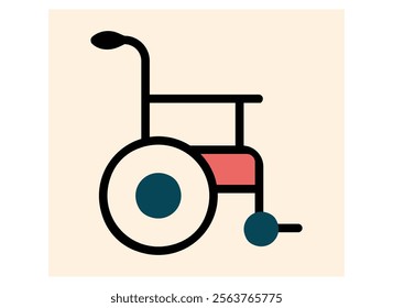 Wheel Chair User Icon Flat Graphic Design.Wheelchair user icon symbolizing inclusivity and support for individuals with disabilities.wheelchair icon isolated on white.wheelchair icon isolated on white