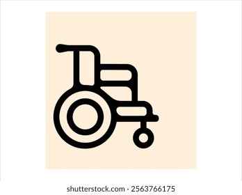 Wheel Chair User Icon Flat Graphic Design.Wheelchair user icon symbolizing inclusivity and support for individuals with disabilities.wheelchair icon isolated on white.wheelchair icon isolated on white