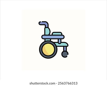 Wheel Chair User Icon Flat Graphic Design.Wheelchair user icon symbolizing inclusivity and support for individuals with disabilities.wheelchair icon isolated on white.wheelchair icon isolated on white