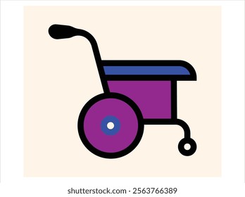 Wheel Chair User Icon Flat Graphic Design.Wheelchair user icon symbolizing inclusivity and support for individuals with disabilities.wheelchair icon isolated on white.wheelchair icon isolated on white