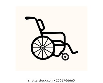 Wheel Chair User Icon Flat Graphic Design.Wheelchair user icon symbolizing inclusivity and support for individuals with disabilities.wheelchair icon isolated on white.wheelchair icon isolated on white