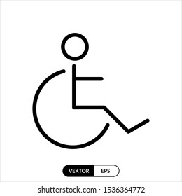 Wheel Chair Vector Icon Design