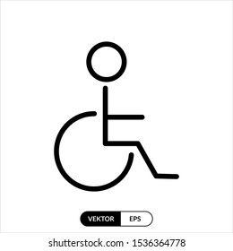 Wheel Chair Vector Icon Design