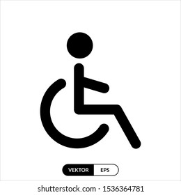 Wheel Chair Vector Icon Design