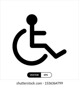 Wheel Chair Vector Icon Design