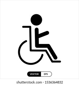 Wheel Chair Vector Icon Design