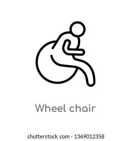 wheel chair vector line icon. Simple element illustration. wheel chair outline icon from humans concept. Can be used for web and mobile