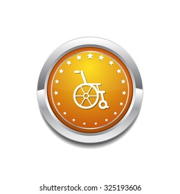 Wheel Chair Yellow Vector Icon Button