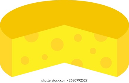 Rueda de queso con rebanada recortada ilustración