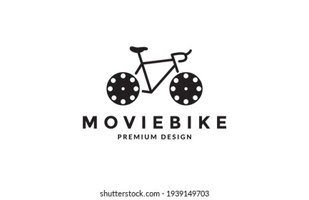 wheel cinema with bike logo vector symbol icon design illustration