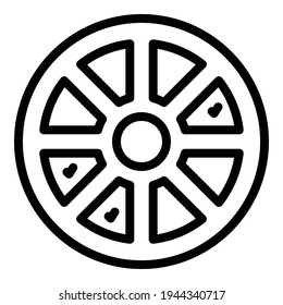 Wheel cipher icon. Outline wheel cipher vector icon for web design isolated on white background