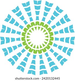 Wheel, circles, logo, logotype, green and blue, eco, round logo, abstract