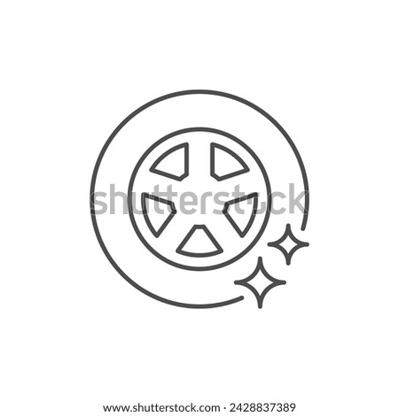 Wheel cleaning line outline icon