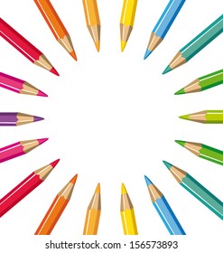 Wheel of colored pencils. Vector illustration.