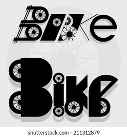 Wheel combinations with text, abstract illustration of a font.