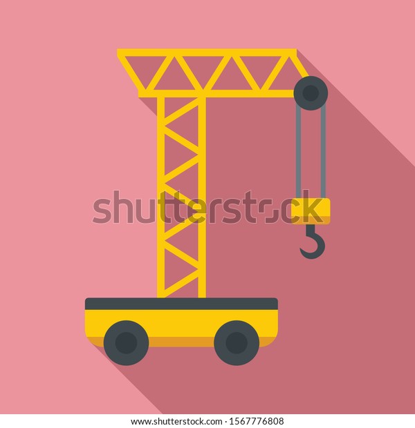 Wheel crane icon. Flat illustration of wheel crane\
vector icon for web\
design