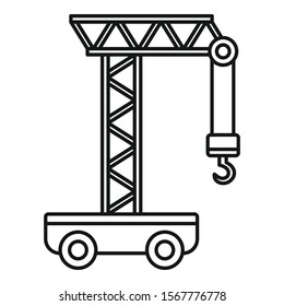 Wheel crane icon. Outline wheel crane vector icon for web design isolated on white background