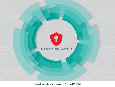 Wheel cyber security protection concept with lock icon on gray
 background and Circuits
. Protect mechanism, system privacy. Vector illustration